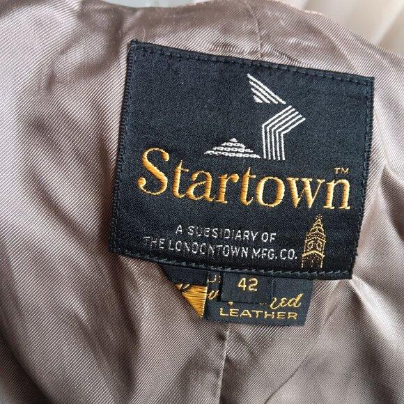 Men's 42 Large Leather Vest Vintage 80's Startown Boho Macho Distress Londontown - Picture 4 of 7